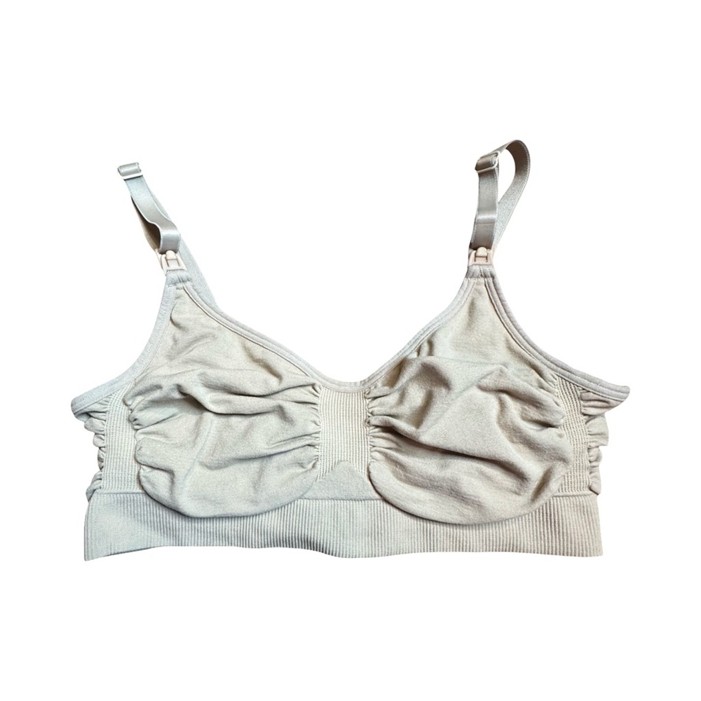 SKIMS Ruched Bralette Seamless Sculpt in  a Neutral Color (maternity bra)